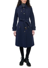 London Fog Women's Single-Breasted Hooded Trench Coat - Black