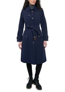 London Fog Women's Single-Breasted Hooded Trench Coat - Midnight Navy