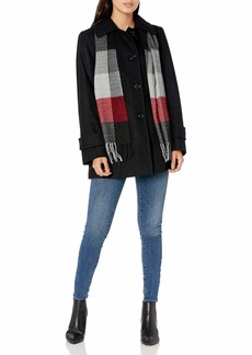 LONDON FOG womens Single-breasted Wool With Scarf Pea Coat   US