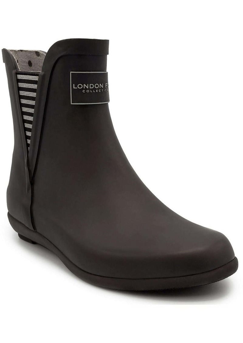 London Fog Piccadilly Womens Faux Leather Ankle Rain Boots