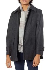 London Fog Women's Single-Breasted Wool Coat with Scarf