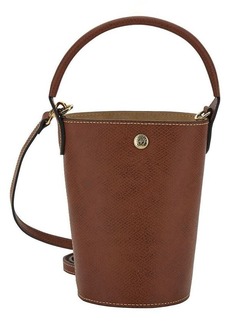 Longchamp 'XS Epure' Brown Bucket Bag with Embossed Logo in Leather Woman