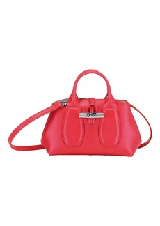 Longchamp Leather Roseau Leather Tote Crossbody Bag In Red