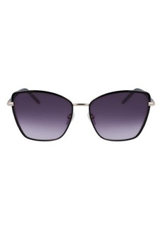 Longchamp 58mm Gradient Butterfly Sunglasses in Black/Gradient Smoke at Nordstrom