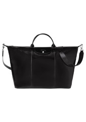 Longchamp Large Le Pliage Cuir Vernis Patent Leather Travel Bag - Black