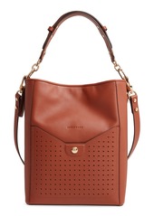 Longchamp Mademoiselle Perforated Calfskin Leather Bucket Bag in Cognac at Nordstrom