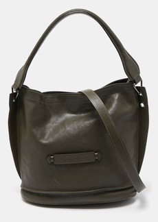 Longchamp Olive Leather 3D Bucket Bag
