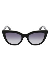 Longchamp Roseau 51mm Gradient Cat Eye Sunglasses in Black/Black at Nordstrom