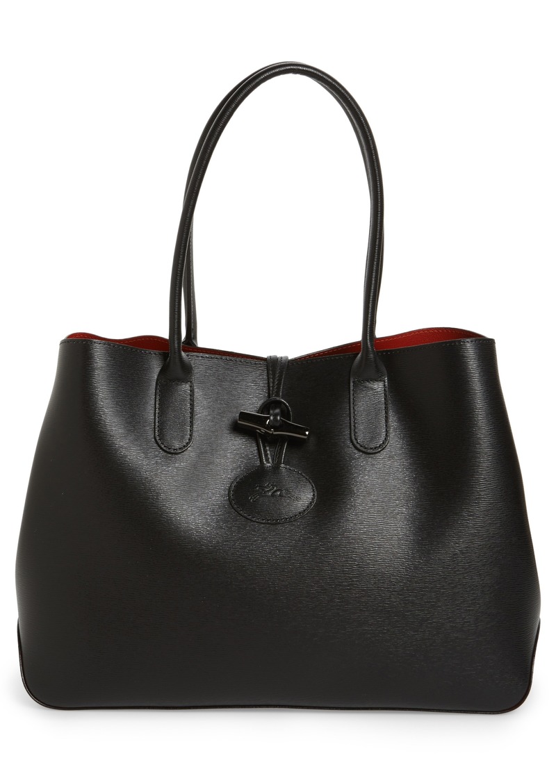 longchamp roseau leather shoulder tote