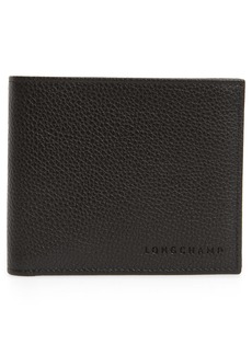 Longchamp Le Foulonne Leather Bifold Wallet in Black/Nickel at Nordstrom