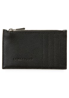 Longchamp Le Foulonne Leather Card Case in Black/Nickel at Nordstrom