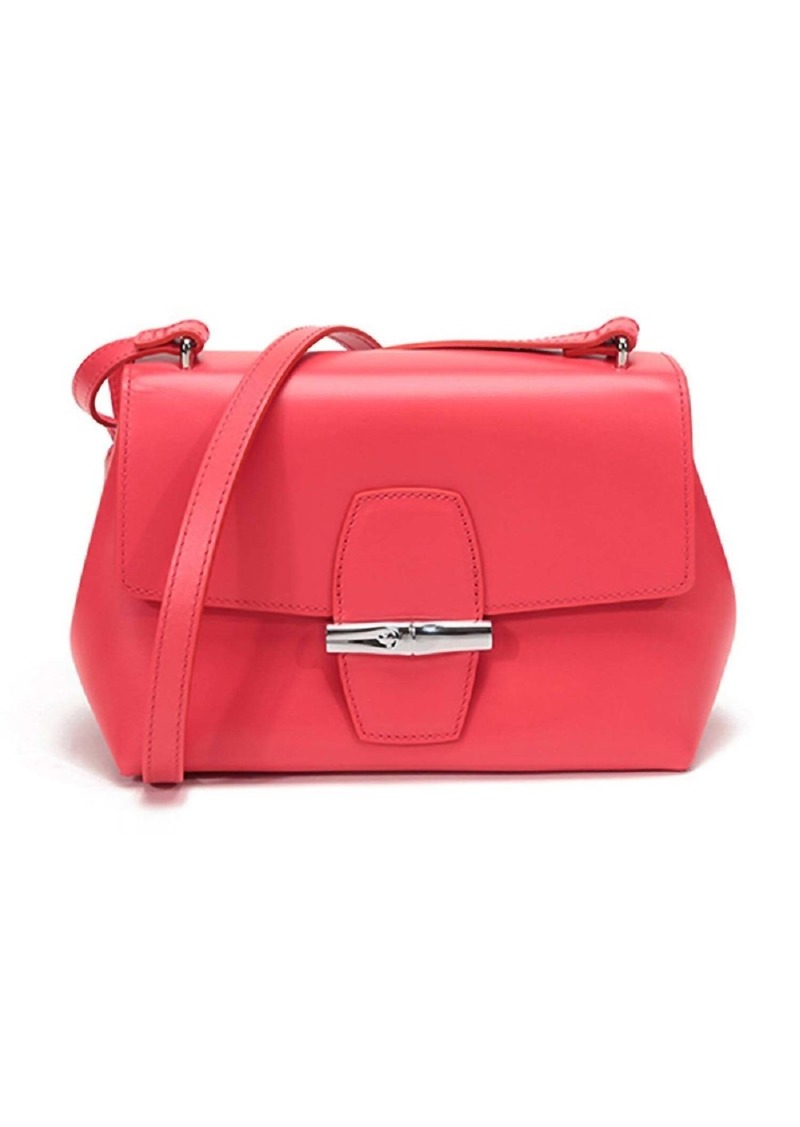 Longchamp Roseau Leather Crossbody Handbag In Poppy Pink