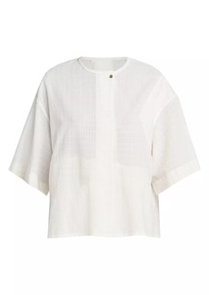 Loro Piana Adriana Cotton-Blend Textured-Plaid Shirt