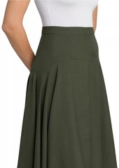 Loro Piana Flavia Breeze Wool A-Line Midi-Skirt