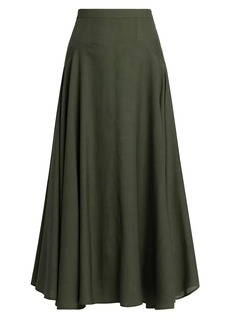 Loro Piana Flavia Breeze Wool A-Line Midi-Skirt