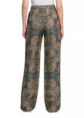 Loro Piana Helios Tapestry Bloom Floral Linen Pants