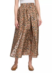 Loro Piana Isabel Belted Garden-Print Silk Maxi Skirt