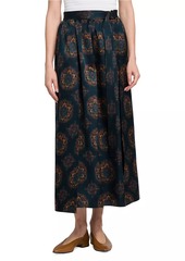 Loro Piana Isabel Belted Rosette Silk-Blend Midi-Skirt