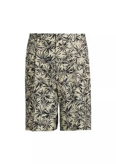 Loro Piana Joetsu Flower Pleated Bermuda Shorts