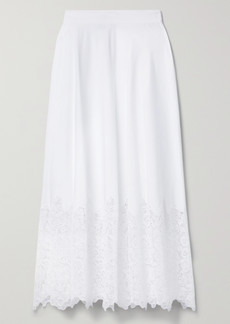 Loro Piana Krystal Crochet-trimmed Cotton-poplin Midi Skirt