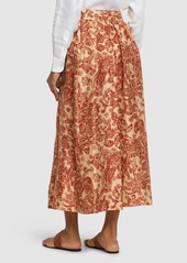 Loro Piana Leah Printed Silk Flared Midi Skirt