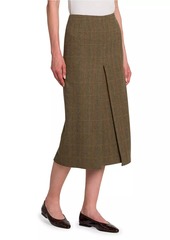 Loro Piana Lise Overcheck Cheviot Midi-Skirt