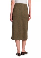 Loro Piana Lise Overcheck Cheviot Midi-Skirt