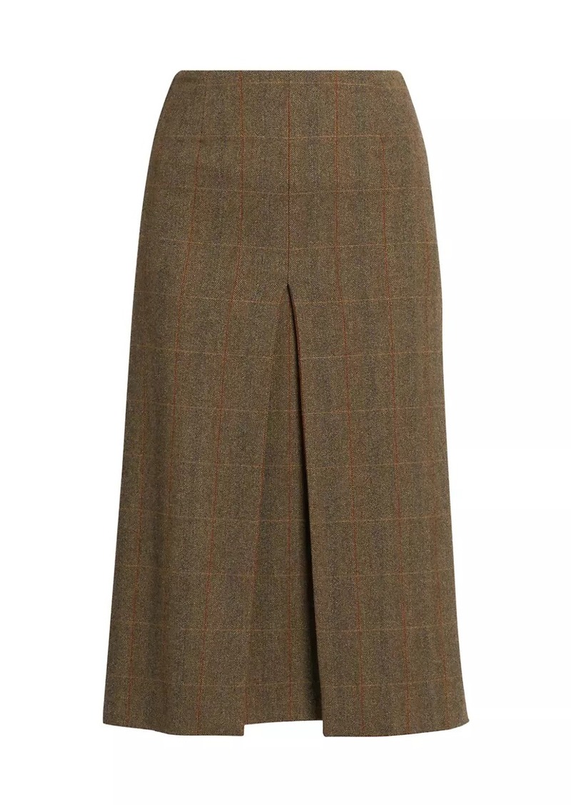 Loro Piana Lise Overcheck Cheviot Midi-Skirt