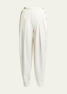 Loro Piana Asael Structured Linen Pleated Trousers