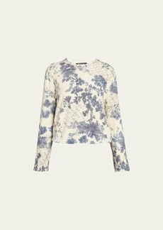 Loro Piana Blue Eyes Hill Floral Cashmere Sweater
