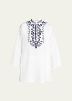 Loro Piana Cam Sophia Embroidered Antigua Blouse