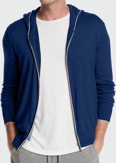 Loro Piana Cashmere-Cotton Zip-Front Hoodie