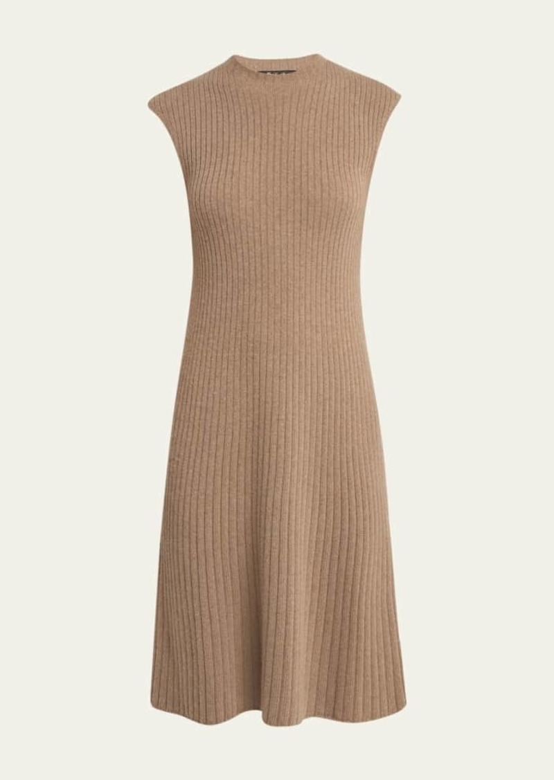 Loro Piana Cervatto Cap-Sleeve Cashmere Rib Dress