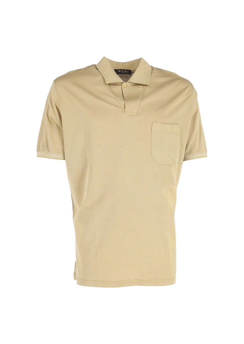 Loro Piana Chest Pocket Polo Shirt in Beige Cotton