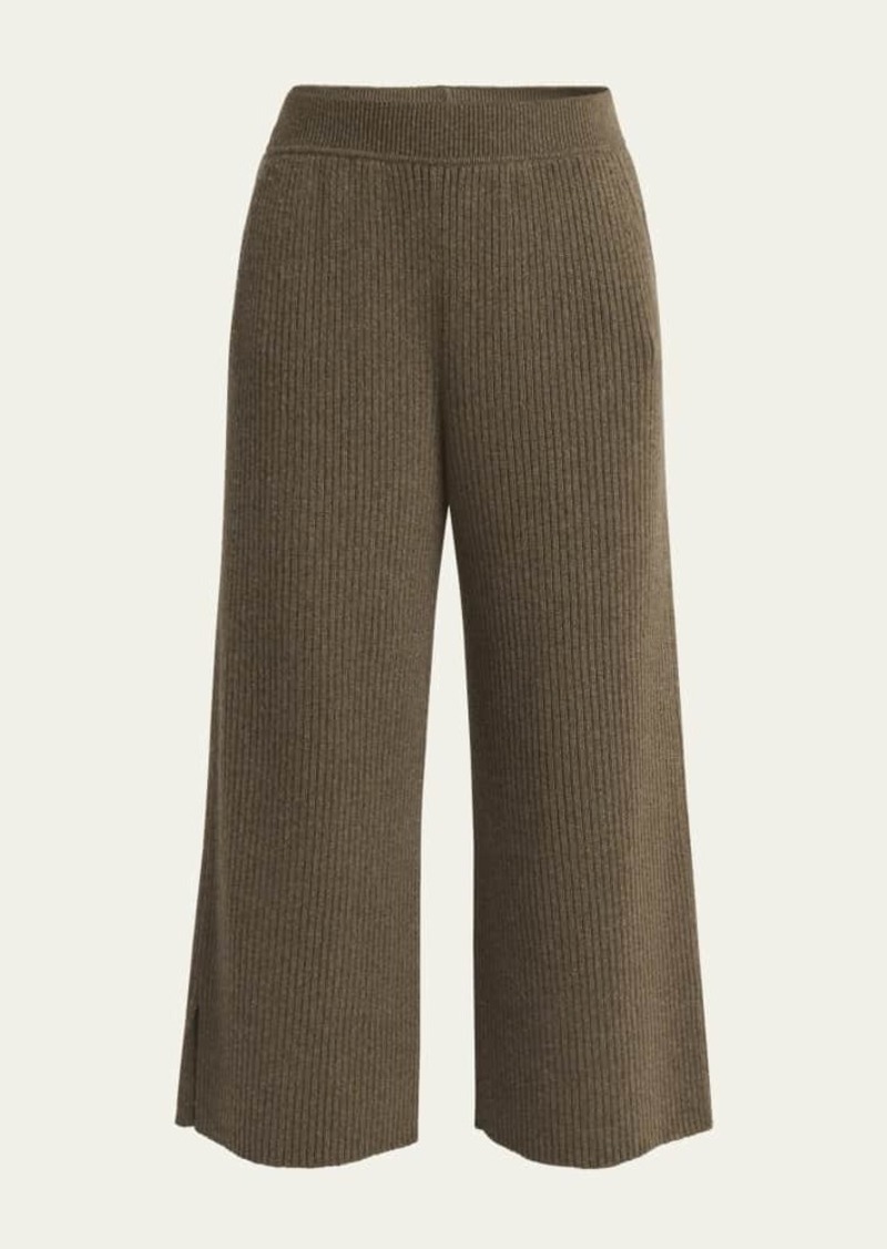 Loro Piana Fobello Baby Cashmere Wide-Leg Trousers