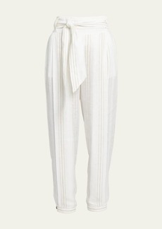 Loro Piana Gustel New Summertime Line Belted Flax Pants