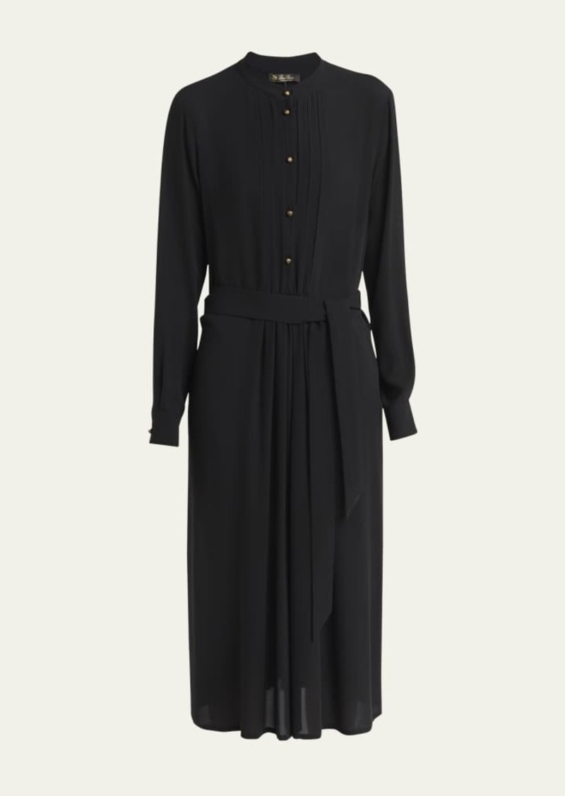 Loro Piana Hattie Sable Silk Crepe Shirtdress