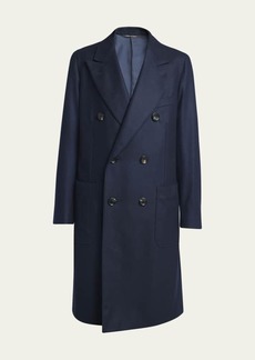 Loro Piana Herwin Double-Breasted Wool Cashmere Flannel Coat