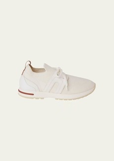 Loro Piana Knit Leather Lace-Up Runner Sneakers