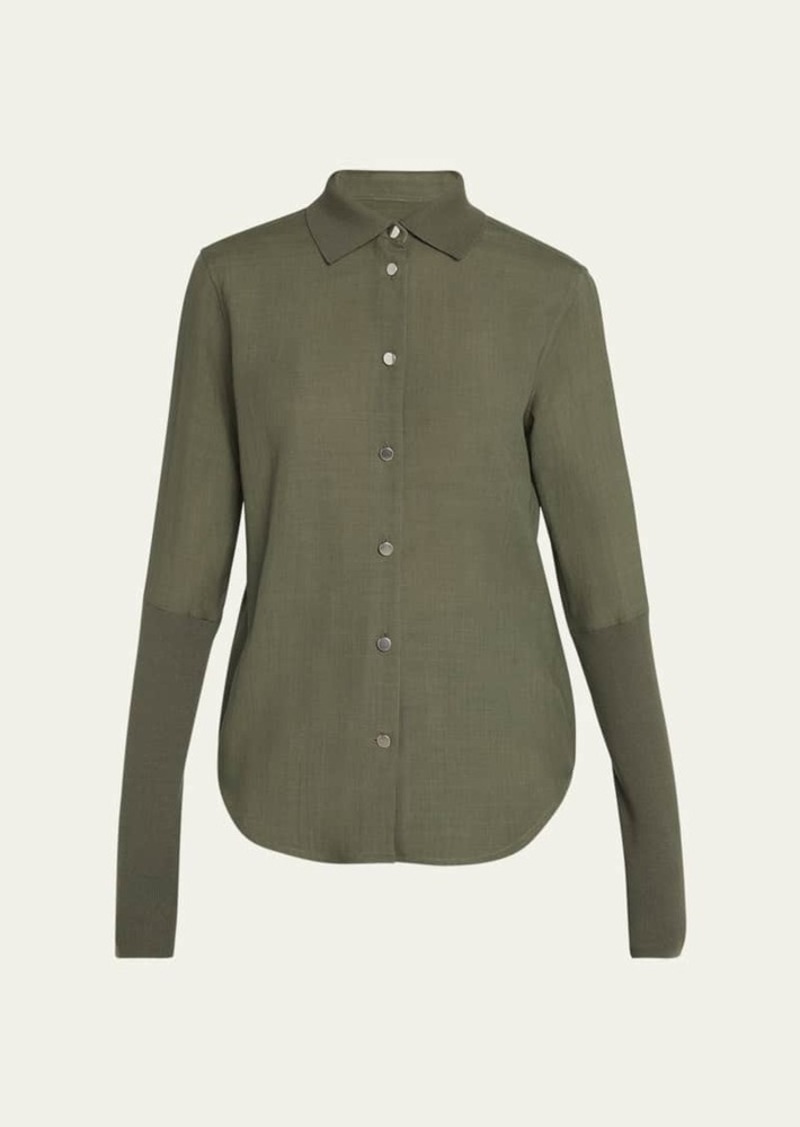 Loro Piana Leela Button Down Wool Top