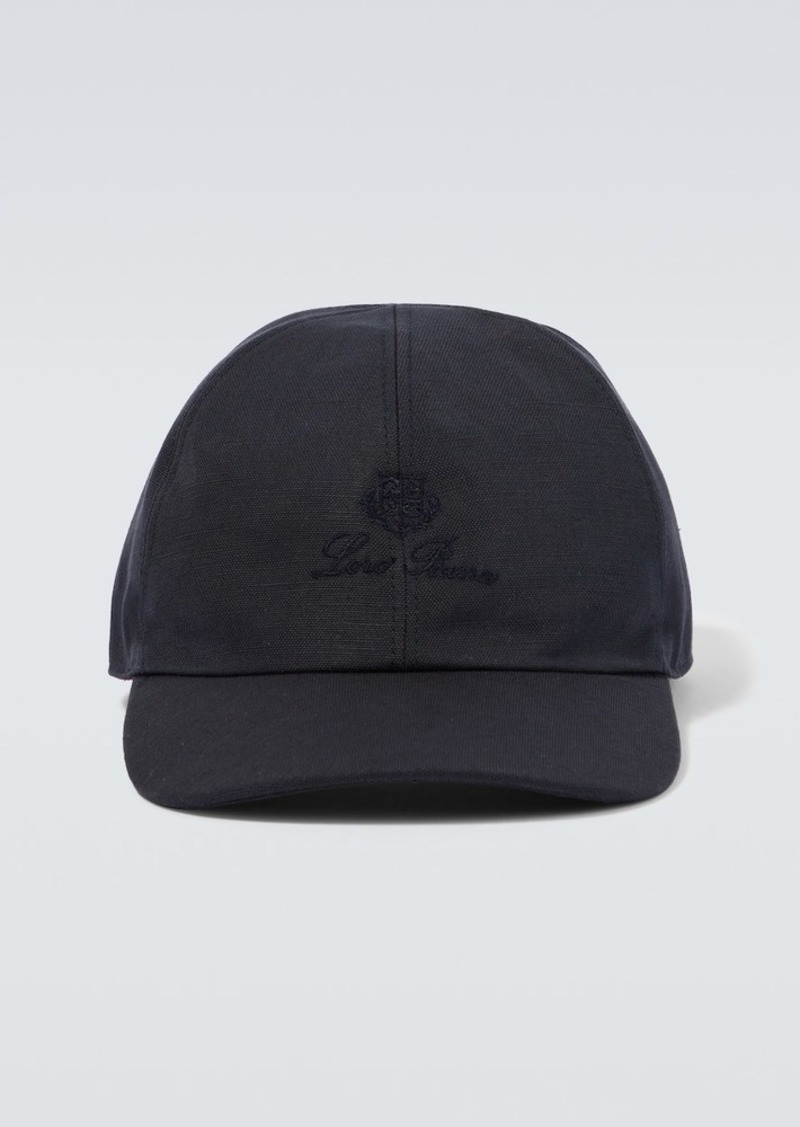 Loro Piana Logo cotton and linen baseball cap