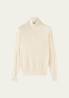 Loro Piana Men's Akan Cashmere-Silk Ribbed Quarter-Zip Sweater