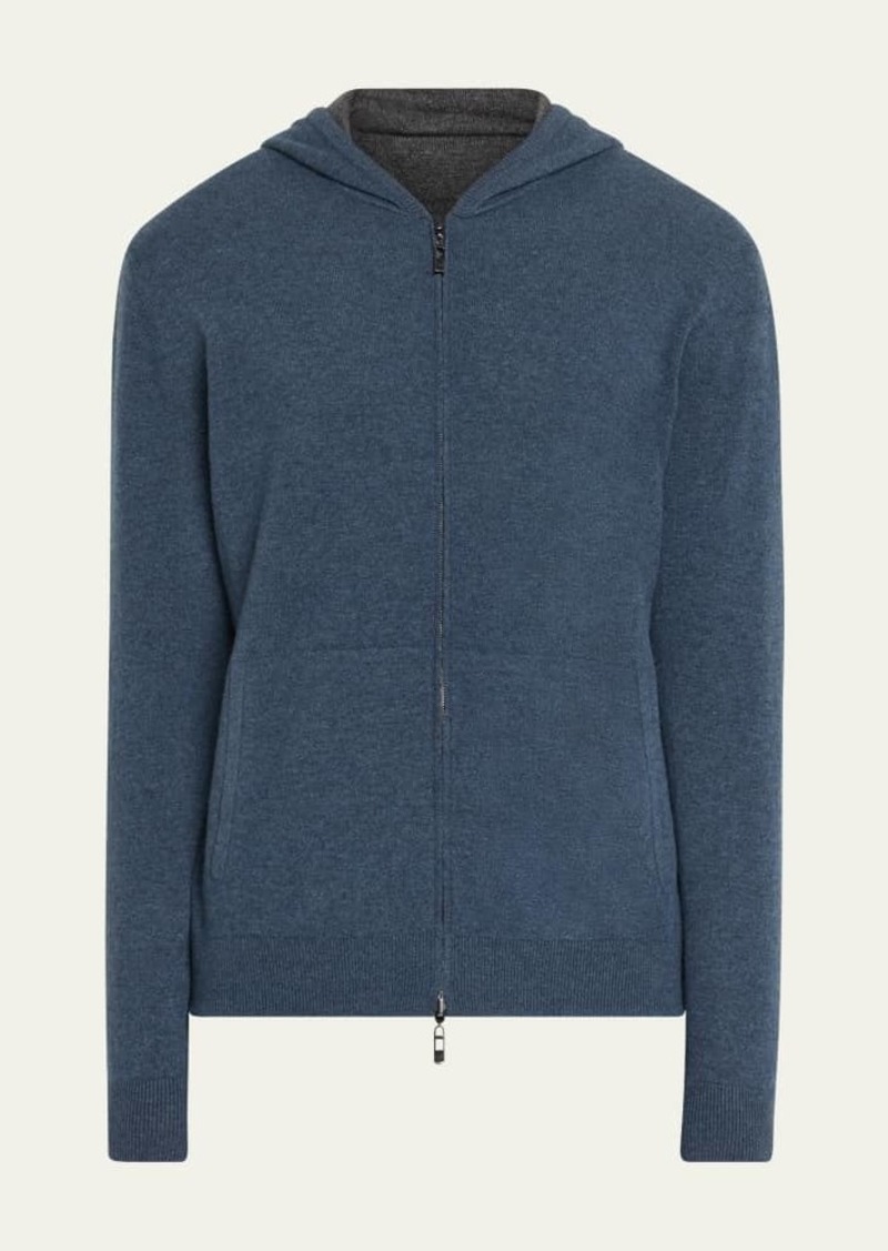 Loro Piana Men's Duo Cashmere Hooded Zip Sweater