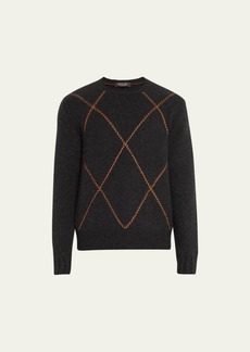 Loro Piana Men's Hicks Crewneck Sweater with Leather Piping