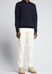 Loro Piana Men's Long-Sleeve Wool Polo Shirt