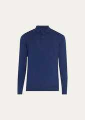 Loro Piana Men's Long-Sleeve Wool Polo Shirt