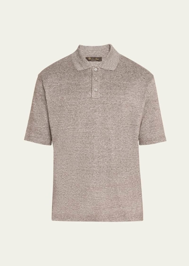 Loro Piana Men's Mollia Linen and Cotton Jersey Polo Shirt