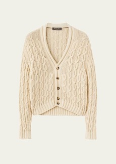 Loro Piana Men's Papiro Hida Cotton Cable Knit Cardigan Sweater