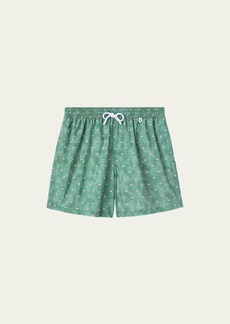 Loro Piana Men's Sailboat-Print Nylon Swim Trunks