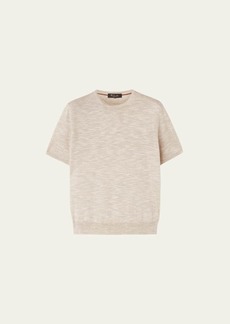 Loro Piana Men's Shoji Flax-Silk Short-Sleeve Sweater